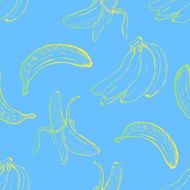 Vector Sketch Banana Pattern Background