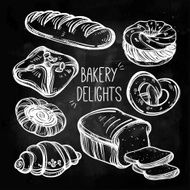 Baker shop and pastry icons set in vintage style