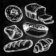 Baker shop and pastry icons set in vintage style N5