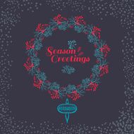 Christmas wreath drawn Vector set N2