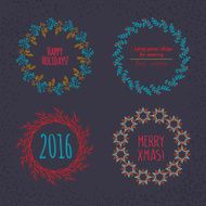 Christmas wreath drawn Vector set N3