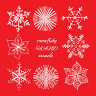 Set of different hand drawn snowflakes