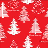Seamless pattern of stylization firs on red background