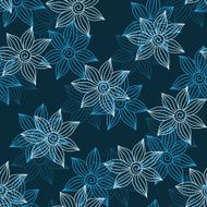 Henna MehendyTattoo Seamless Pattern on a blue background