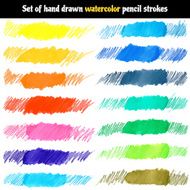 Vector set of hand drawn watercolor pencil strokes