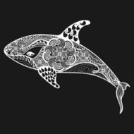 Zentangle stylized white Sea Shark Hand Drawn vector illustration isolated
