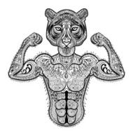 Zentangle stylized strong Tiger Hand Drawn sport vector illustr
