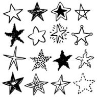 Doodle stars in black and white