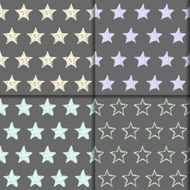 Doodle stars seamless pattern collection Hand drawn isolated set N2