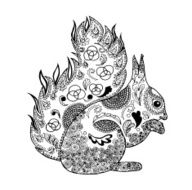 Zentangle stylized squirrel Coloring page