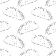 Seamless pattern with hand drawn taco
