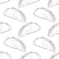 Seamless pattern with hand drawn taco