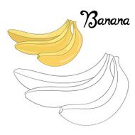 Educational game coloring book banana fruit vector