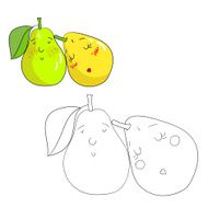 Educational game coloring book pear fruit vector N2