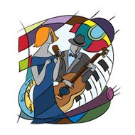 Illustration with abstract Jazz players