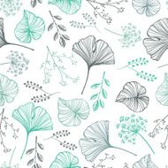 Leaf flowers and herbs seamless pattern N7