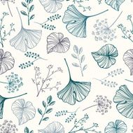 Leaf flowers and herbs seamless pattern N8