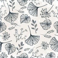 Leaf flowers and herbs seamless pattern N9