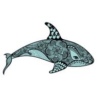 Zentangle stylized Blue Sea Shark Hand Drawn vector illustratio