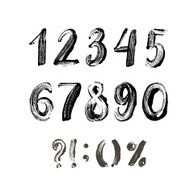 Collection of hand drawn numbers and others elements alphabet