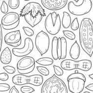 Seamless hand drawn nuts background