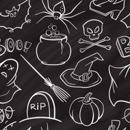 Halloween vector chalk seamless pattern N2