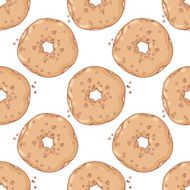 Hand drawn donuts seamless pattern Sweet background