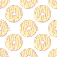 Hand drawn donuts seamless pattern Sweet background N2