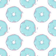 Hand drawn donuts seamless pattern Sweet background N3
