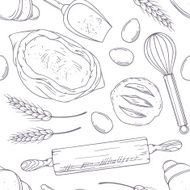 Seamless pattern with hand drawn bakery oblects Sketched food