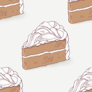 Chocolate cake doodle seamless pattern