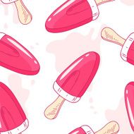 Hand drawn fruity ice cream seamless pattern