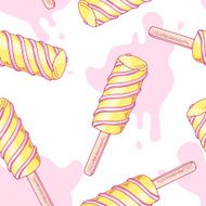 Seamless pattern with hand drawn twisted fruity ice cream