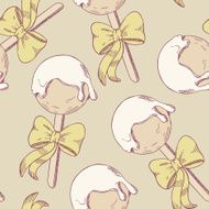 Cake pops with bow seamless pattern