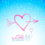 Lipstick heart with arrow on glass