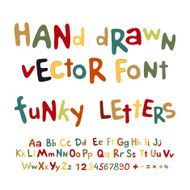 Hand-drawn vector alphabet funky letters font