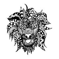 hand draw lion style zentangl for registration cards textiles coloring