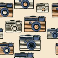 Vintage camera vector pattern N2