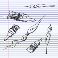 Simple doodle of some paint brushes