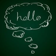 Simple doodle of a hello thought bubble