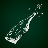 Simple doodle of a champagne bottle N2