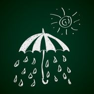 Simple doodle of rain under an umbrella