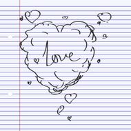 Simple doodle of a love thought bubble