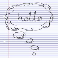 Simple doodle of a hello thought bubble N2