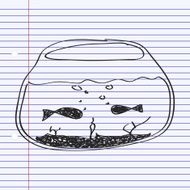 Simple doodle of a goldfish bowl N2