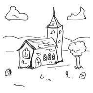 Simple doodle of a church