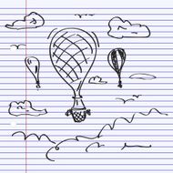 Simple doodle of a hot air balloon