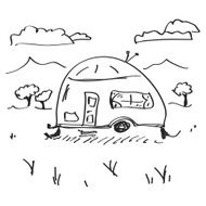 Simple doodle of a caravan
