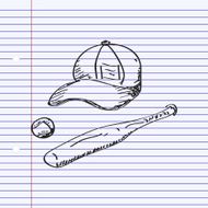 Simple doodle of baseball equipment