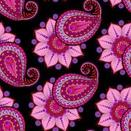 Henna Mehendi Doodles Seamless Pattern on a dark pink background